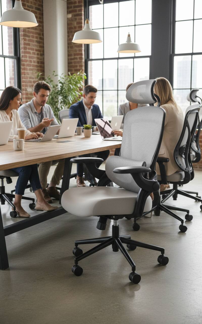 Alt View 6. AOITUN - Heavy Duty Ergonomic Office Chair for Daily Comfort, 650 lb Support, Adjustable Seat with Headrest and Lumbar Support - Gray.