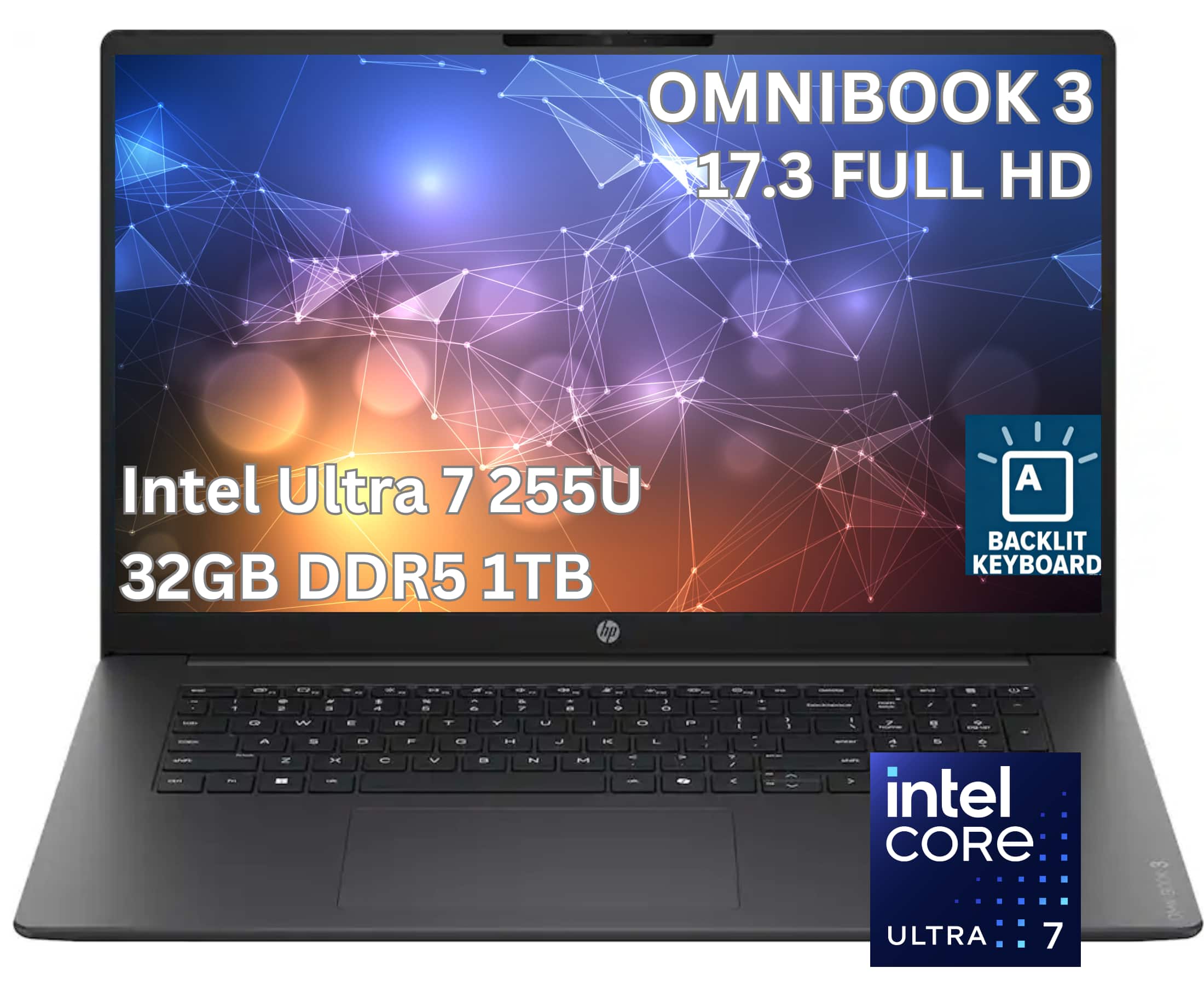 "HP - Upgraded - OmniBook 3 17.3"" Full HD Laptop - Intel Core Ultra 7 (2025) - 32GB Memory - 1TB SSD-Windows 11 Home - Black" price history on PriceWatchPro