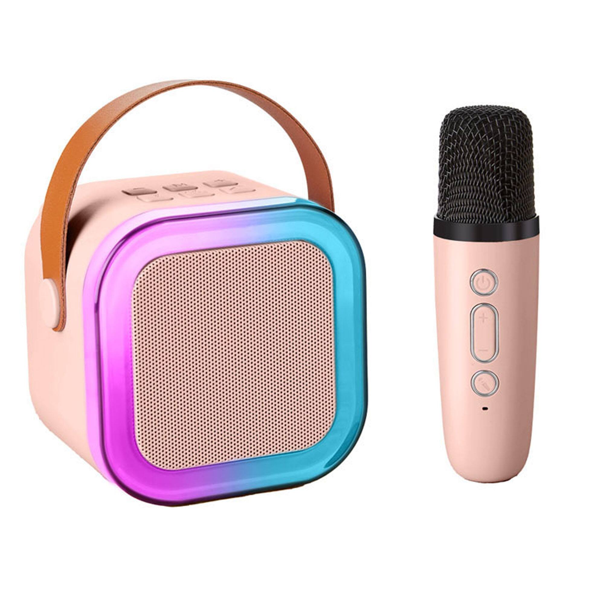 Front. YONWAY - Portable Bluetooth Speaker, Mini Karaoke Machine Speaker with 1 Wireless Microphone for Home Family Singing.