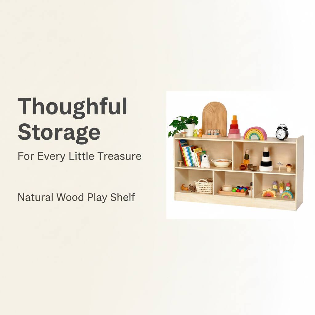 Thoughtful Storage  
For Every Little Treasure  

Natural Wood Play Shelf