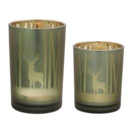 BreeBe - Mossy Oak Deer Candle Holder (Set of 2) - Green