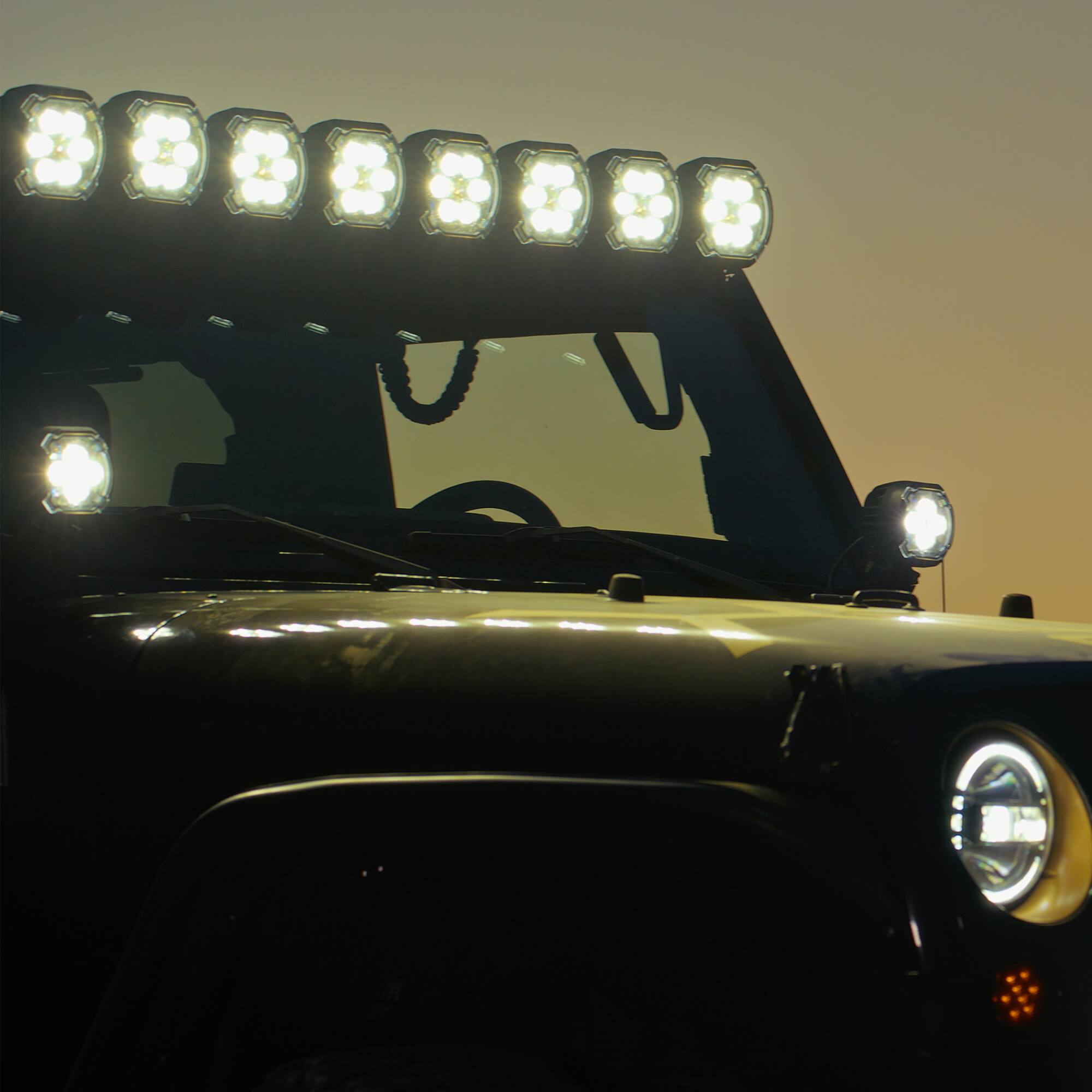 Alt View 6. Stinger - HEXCORE 4” Universal Off-Road LED Pod Lights (Pair), Amber/White Spot Beam for Cars, Trucks, Jeeps, UTVs, 4x4 Vehicles - Black.