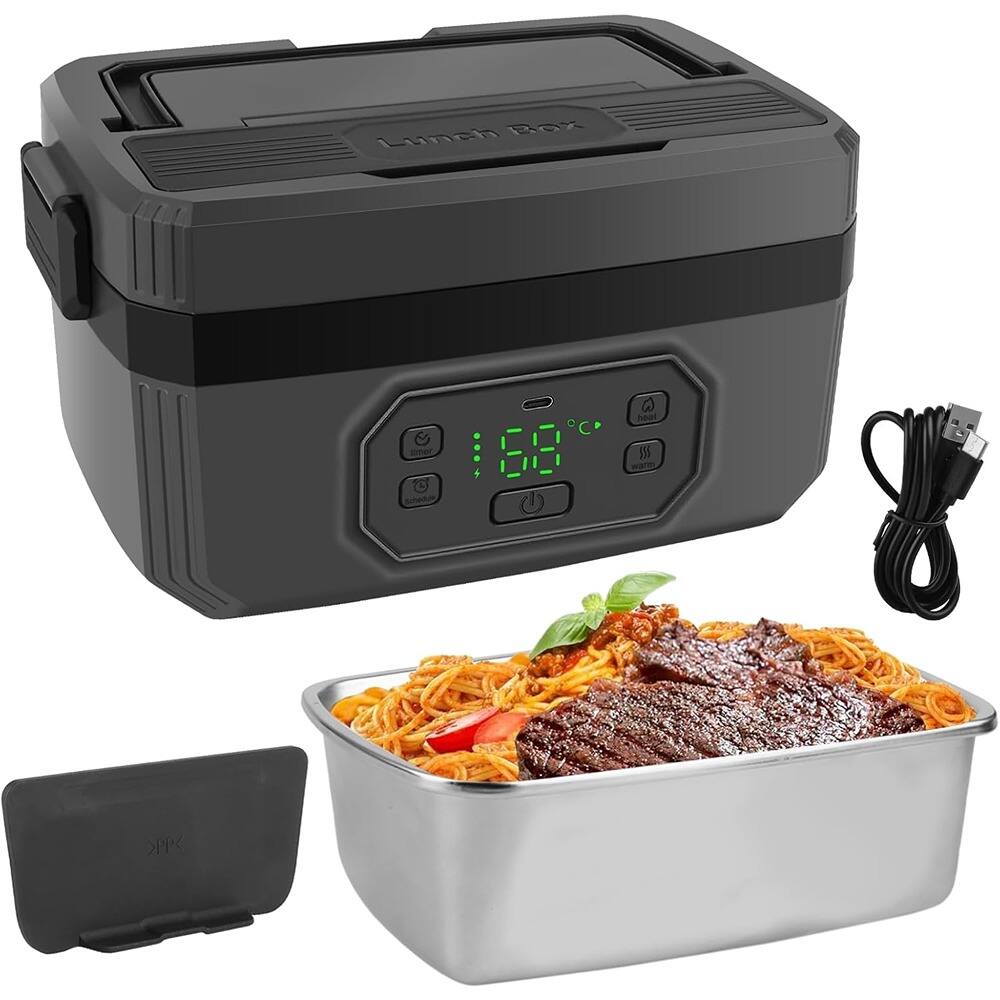 RTMB - Cordless Electric Lunch Box 1.6L, 24,000mAh Self-Heating Food Warmer - Black