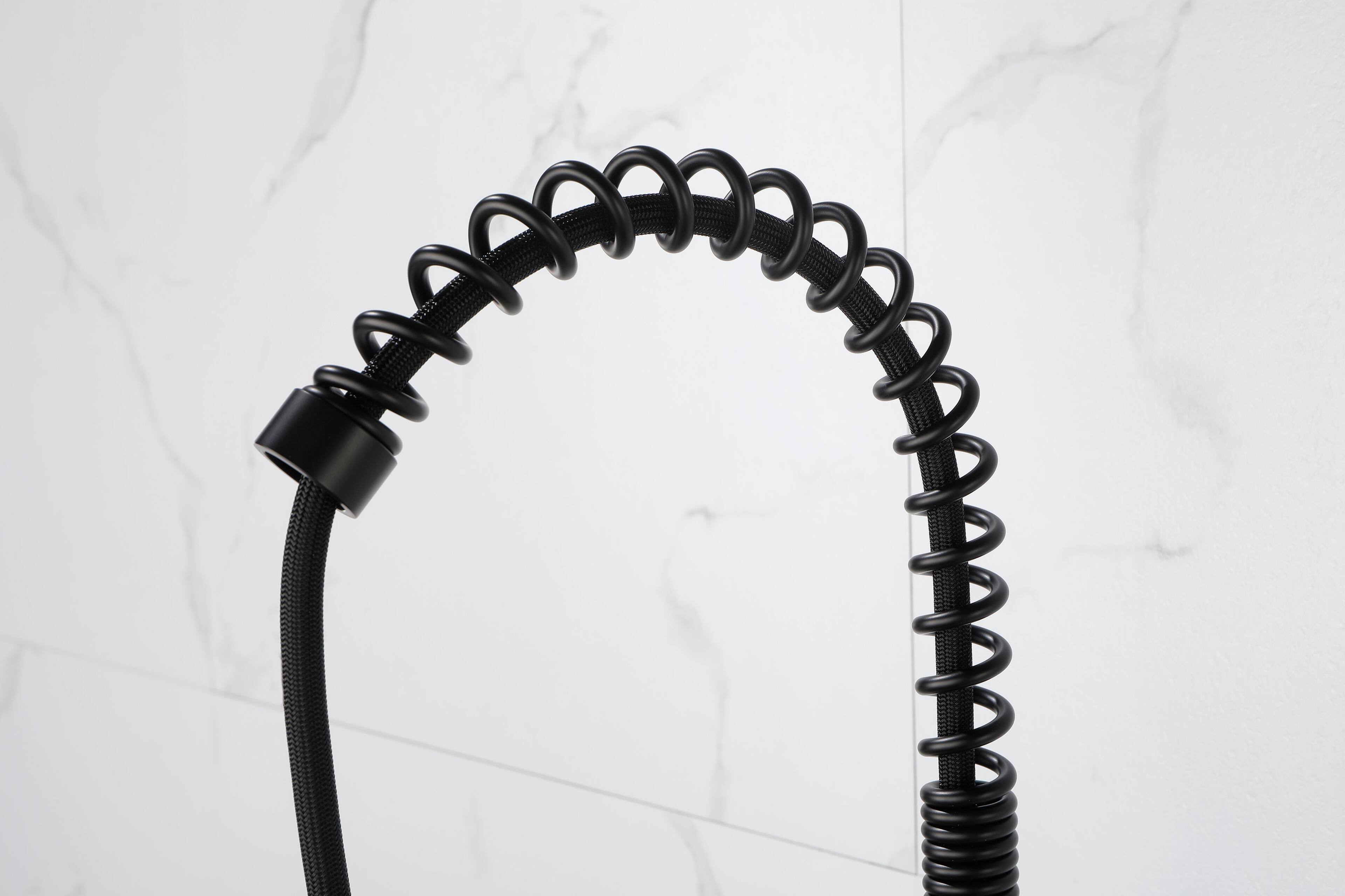 Alt View 10. Siljoy - Spring kitchen faucet with pull-out sprayer, stainless steel single handle single hole kitchen sink faucet - Matte Black.