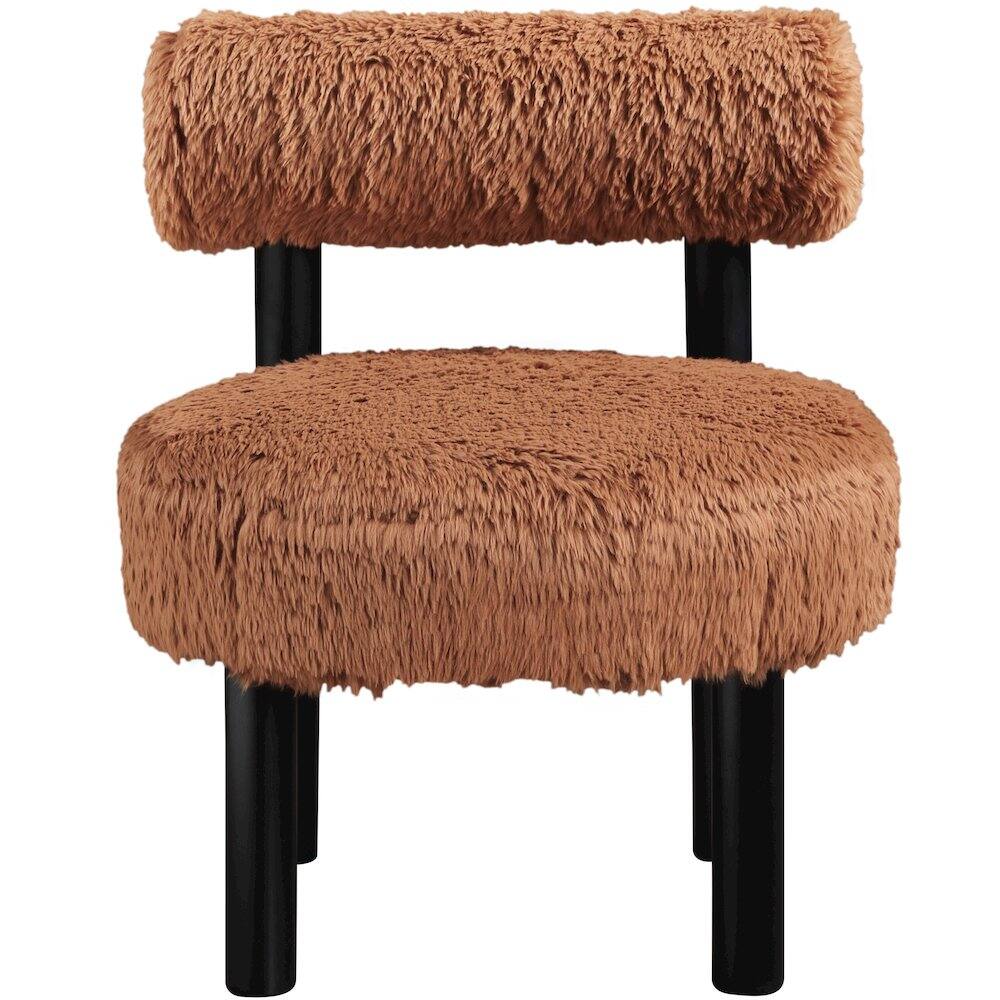 Alt View 1. Meridian Furniture - Ambre Saddle Vegan Shearling Fabric Upholstered Accent Chair - Black.
