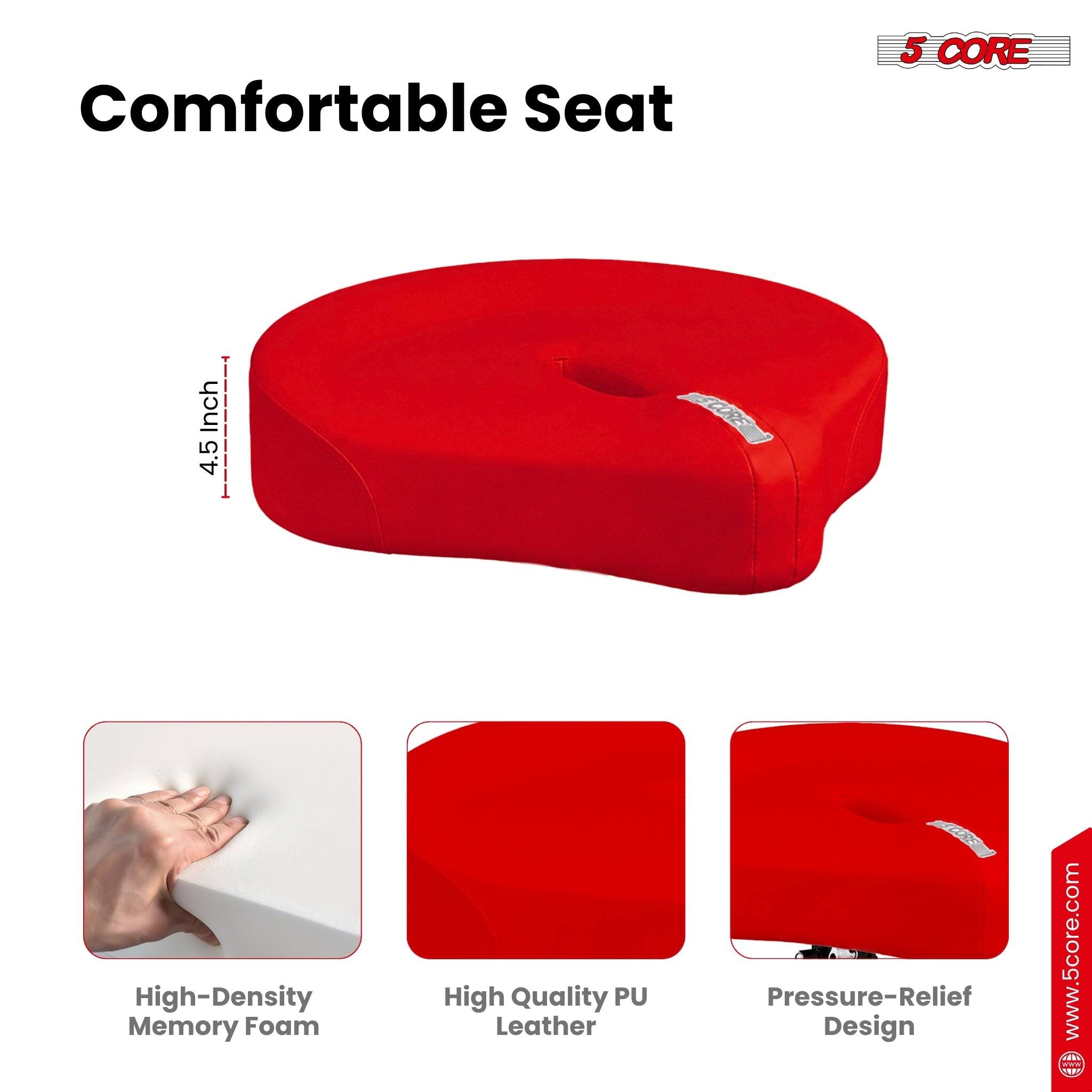 Comfortable Seat 5 CORE 4.5 Inch High-Density Memory Foam High Quality PU Leather Pressure-Relief Design www.5core.com
