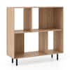 Front. Costway - Costway Open Shelf Bookcase Mid Century Modern Cube Bookshelf with 4 Compartments Natural - Natural.