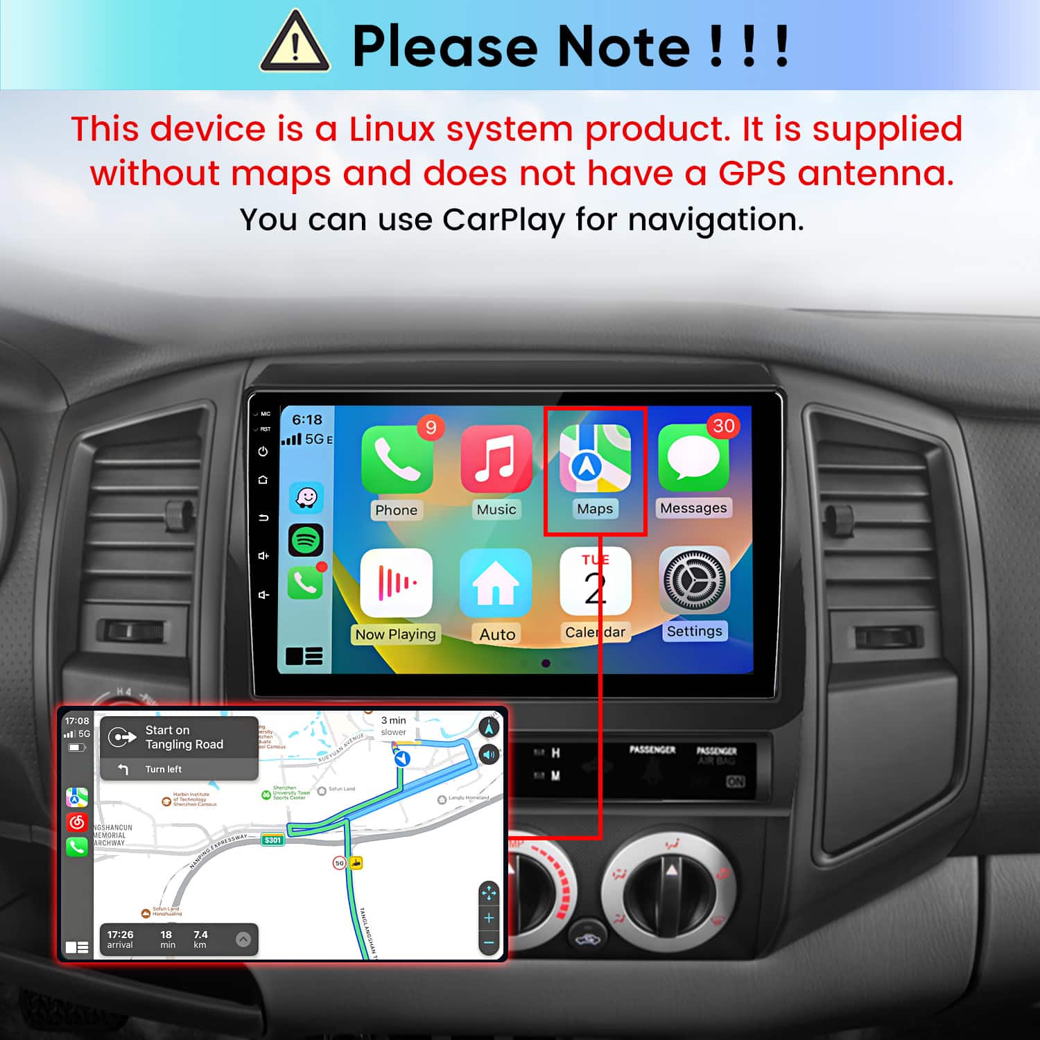 Junsun Linux System carplay Android auto Mirror Link For Toyota