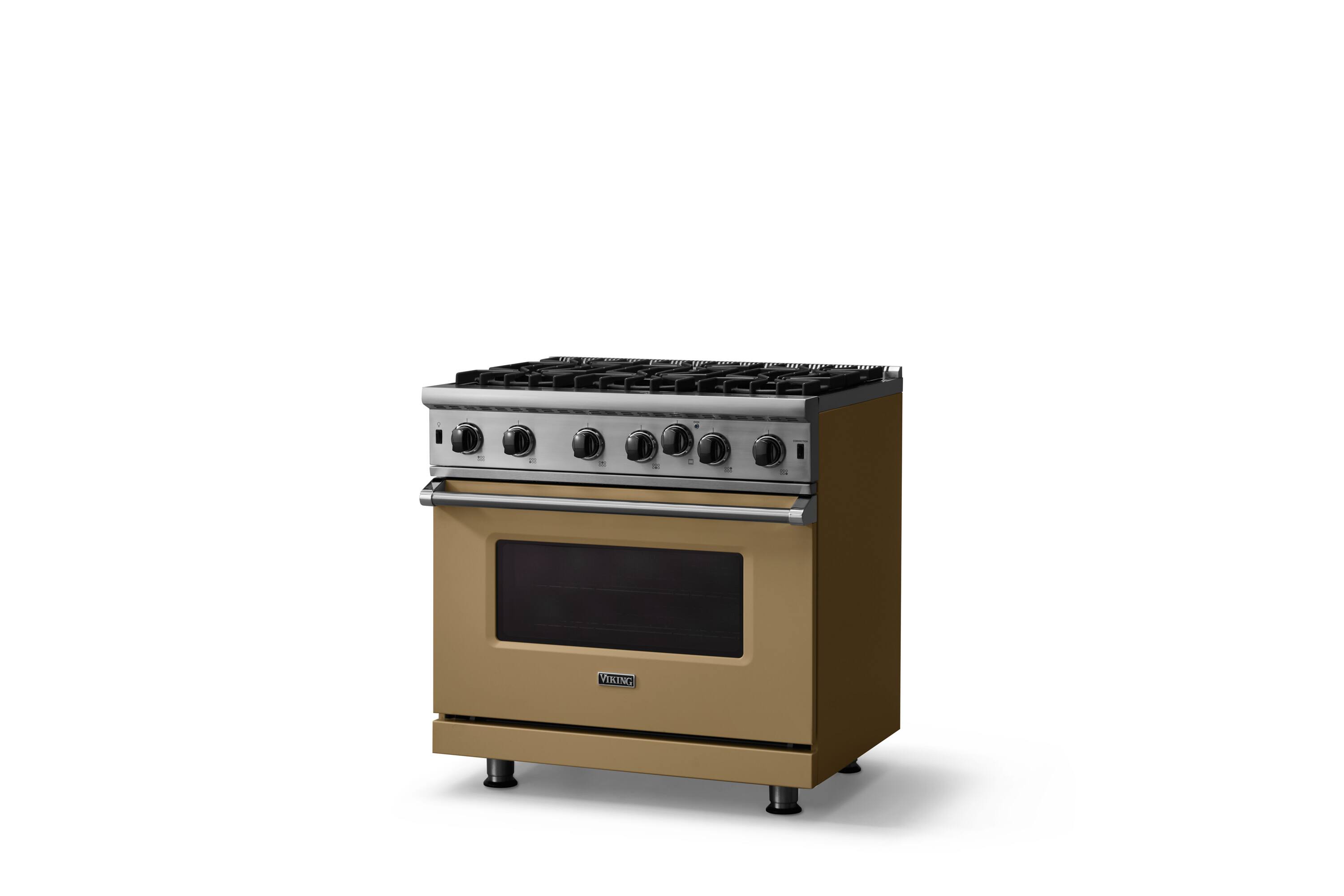 Angle. Viking - 5-Series Gas Open Burner Range - Golden Hour.