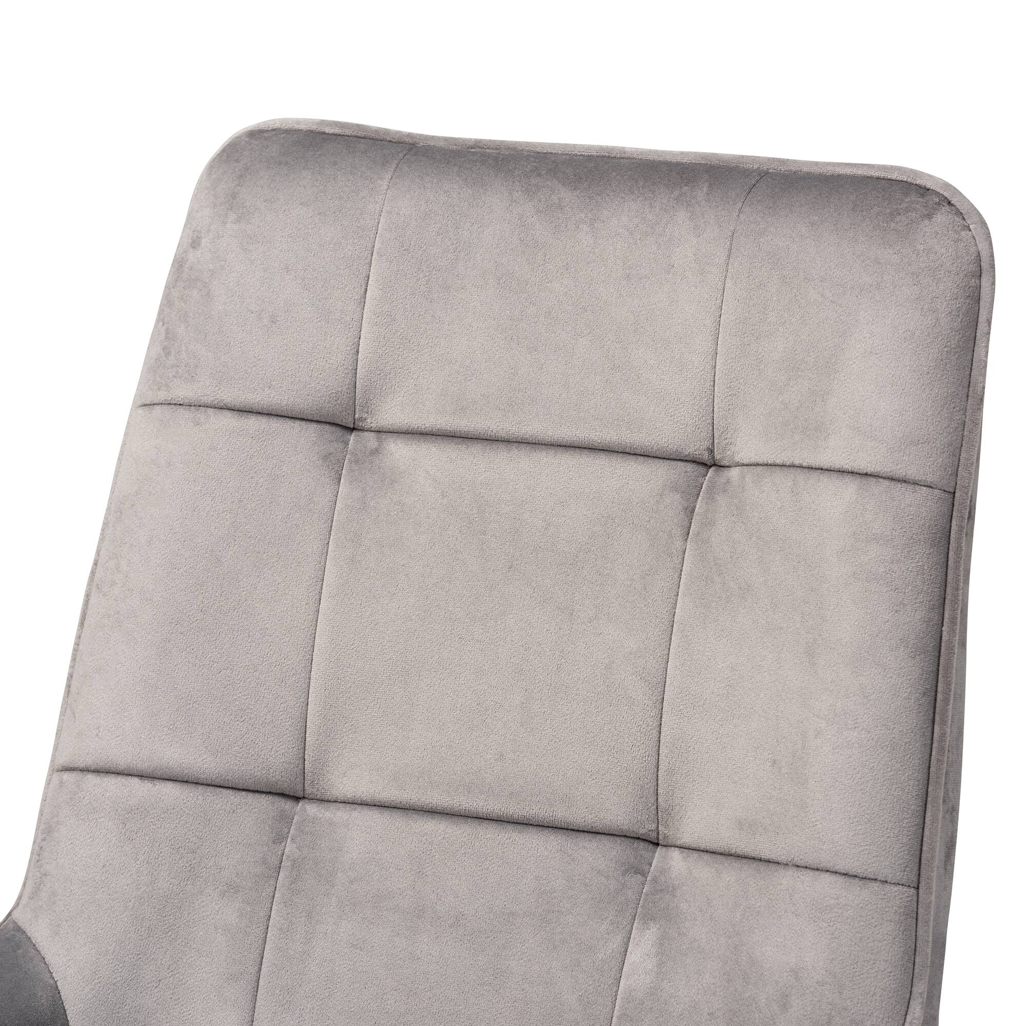 Back. Baxton Studio - Gavino Modern Glam Velvet Fabric Upholstered and Gold Finished Metal 2-Piece Dining Chair Set - Grey/Gold.