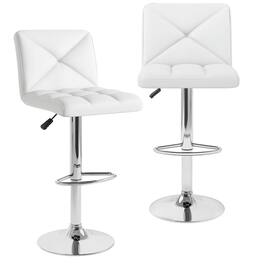 Kadyn - Kitchen Counter Bar Chairs, Bar Stools,PU Leather Upholstered Bar Stools Set of 2 with Back and Adjustable Height - White