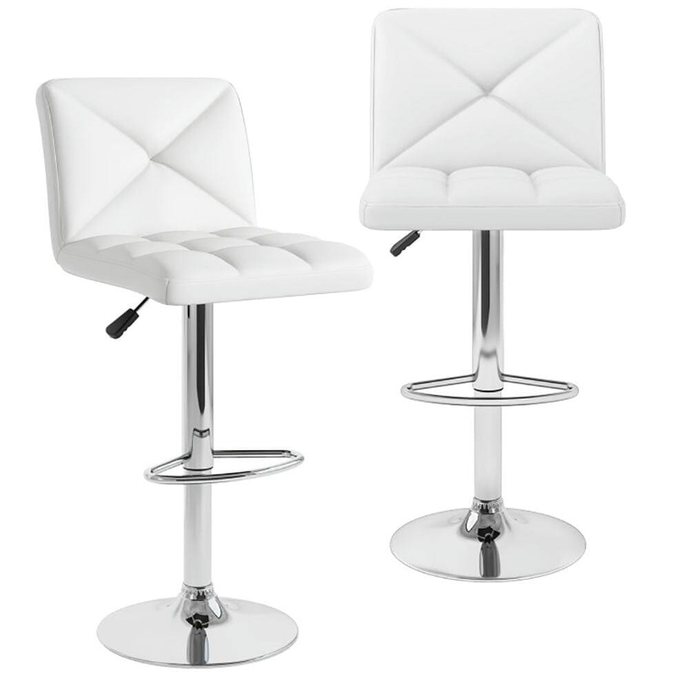 Front. Kadyn - Kitchen Counter Bar Chairs, Bar Stools,PU Leather Upholstered Bar Stools Set of 2 with Back and Adjustable Height-White - White.