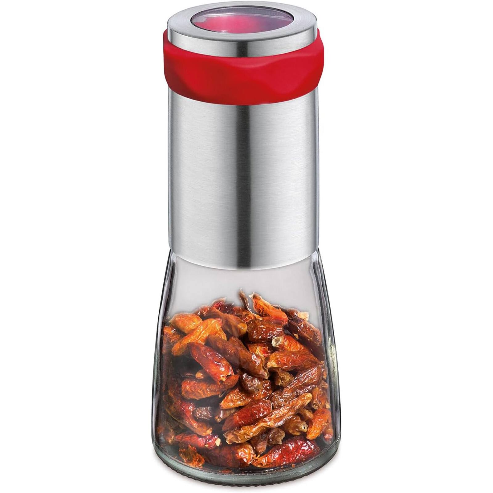 Front. Cilio - Premium Piccante Chili Mill Grinder, Red, Glass and Stainless Steel - Red.
