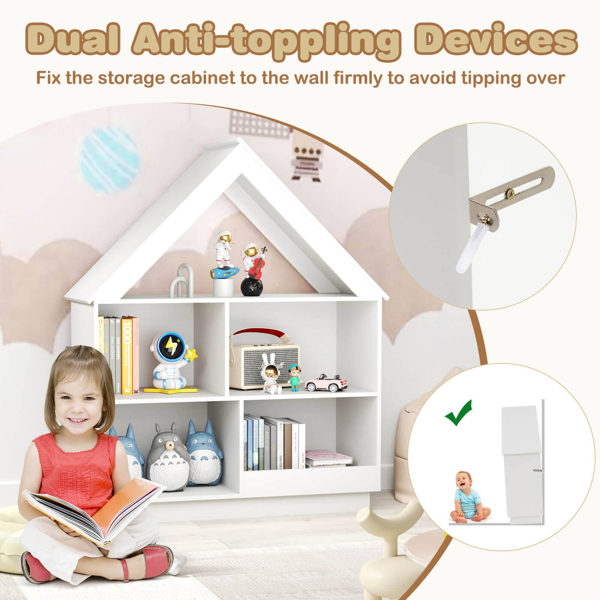 Dual Anti-toppling Devices
Fix the storage cabinet to the wall firmly to avoid tipping over