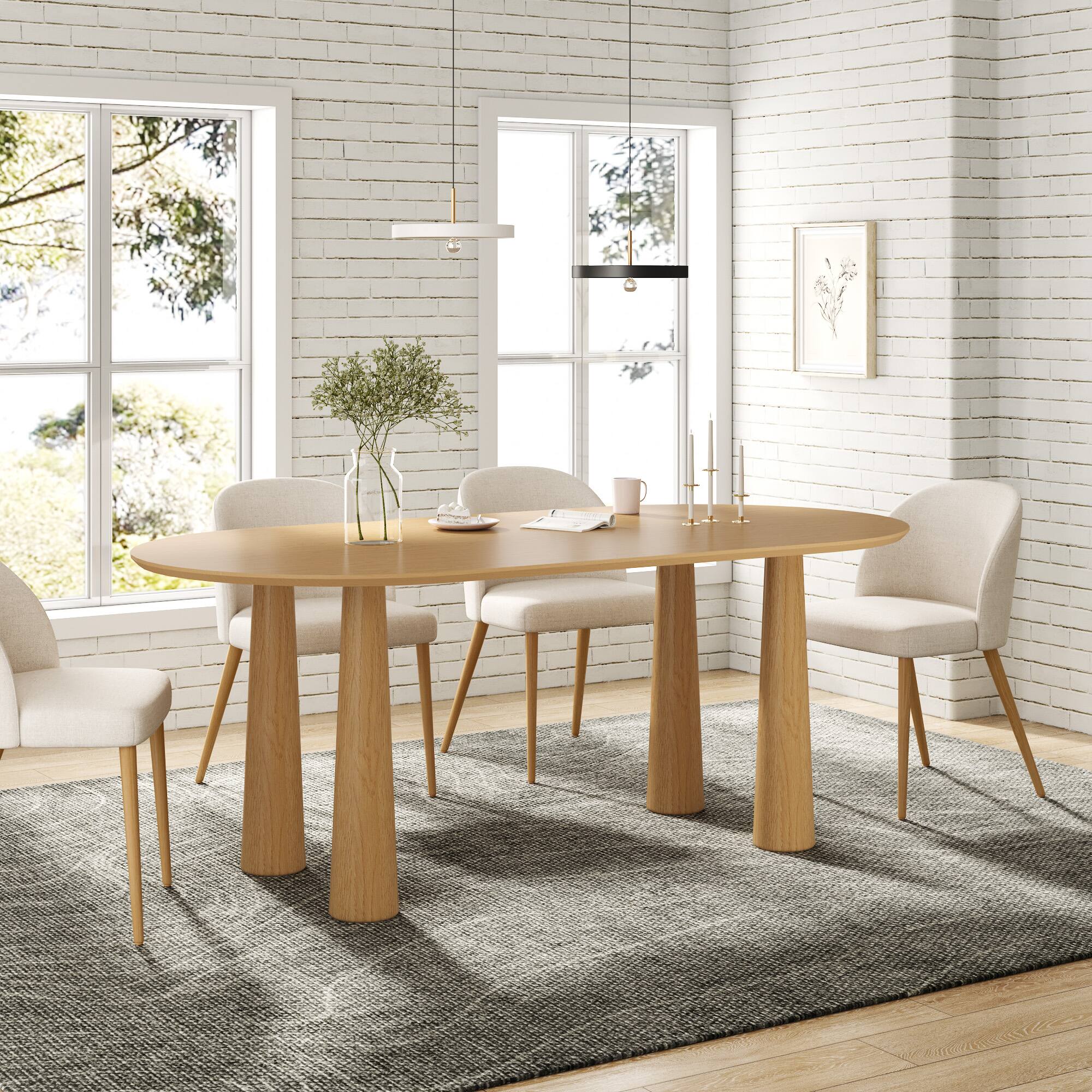 Alt View 1. PexFix - Solid Wood Oval Dining Table | Modern Minimalist for 6, 67-Inch Kitchen Table with 4 Legs - Natural.