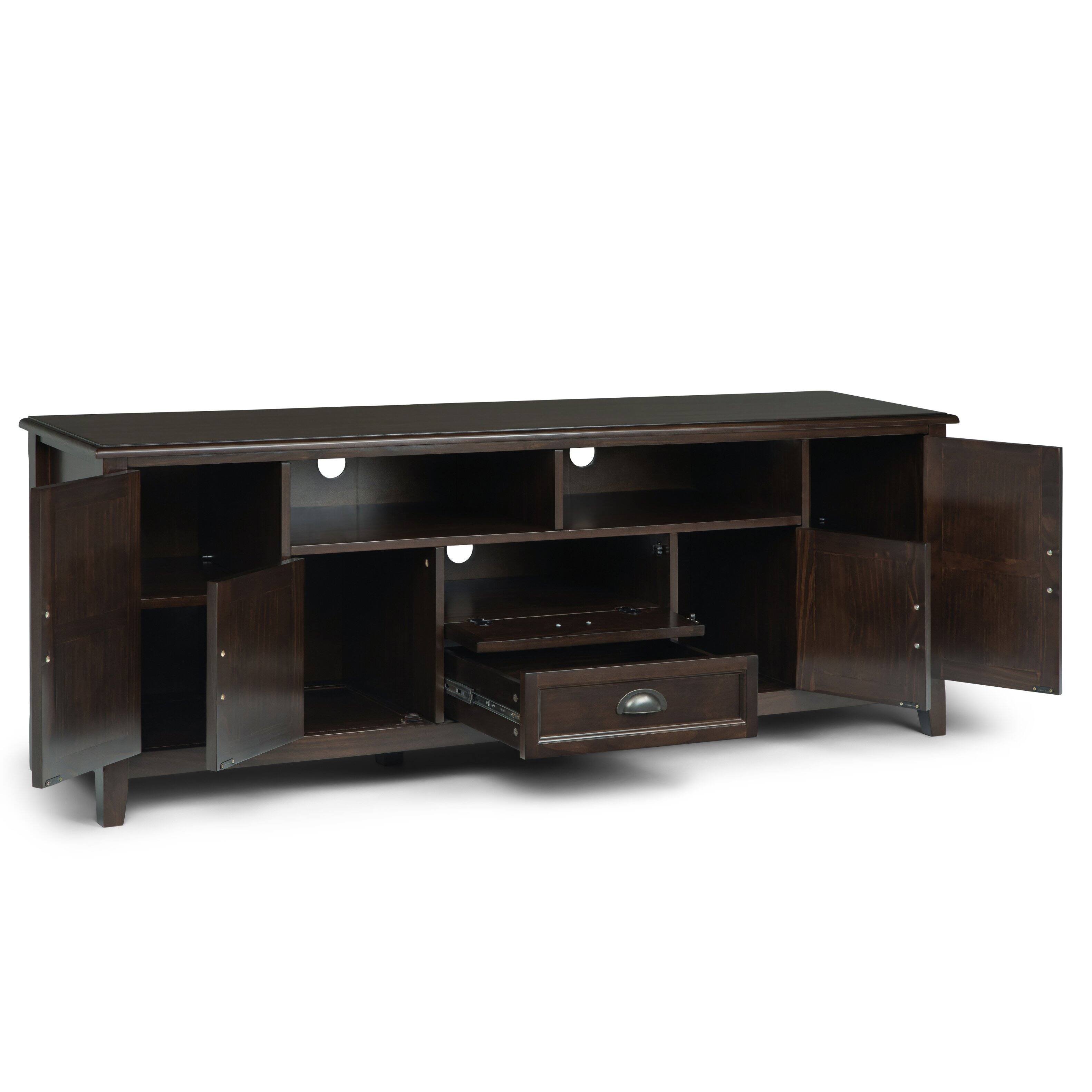 Alt View 4. Simpli Home - Burlington SOLID WOOD 72 inch TV Media Stand in Mahogany Brown For TVs up to 80 inches - Mahogany Brown.