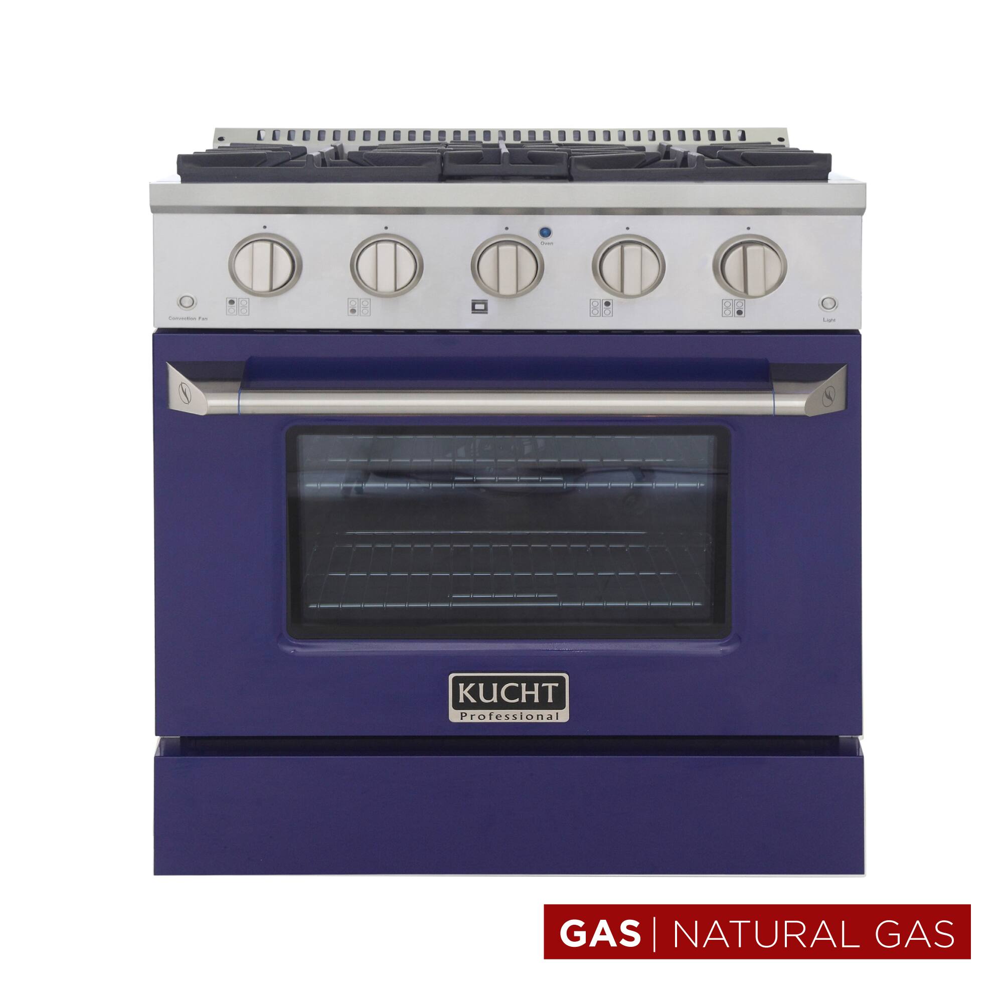 Kucht - 30 in. 4.2 cu. ft. Natural Gas Range with Sealed Burners and Convection Oven in Blue - Blue