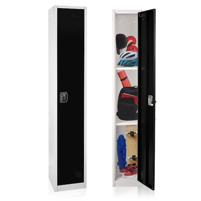Alt View 4. AdirOffice - Storage Locker 629-Series 72" H 1-Tier Steel Key Lock 2-Shelf Locker with Key Lock - Black.