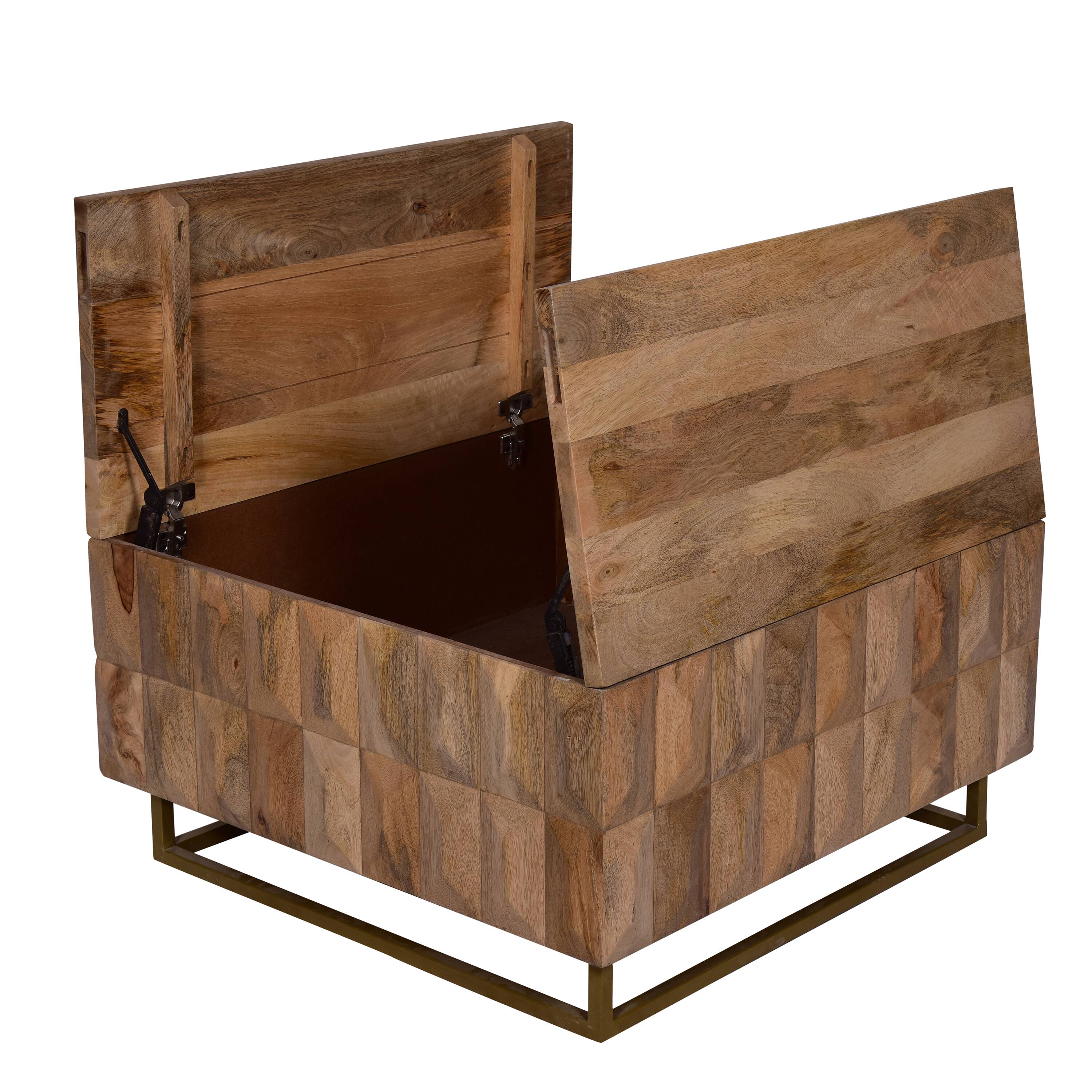 Alt View 4. Manhattan Lane - 33 Inch Lift Top Storage Trunk Coffee Table, Square, Mango Wood - Brown.