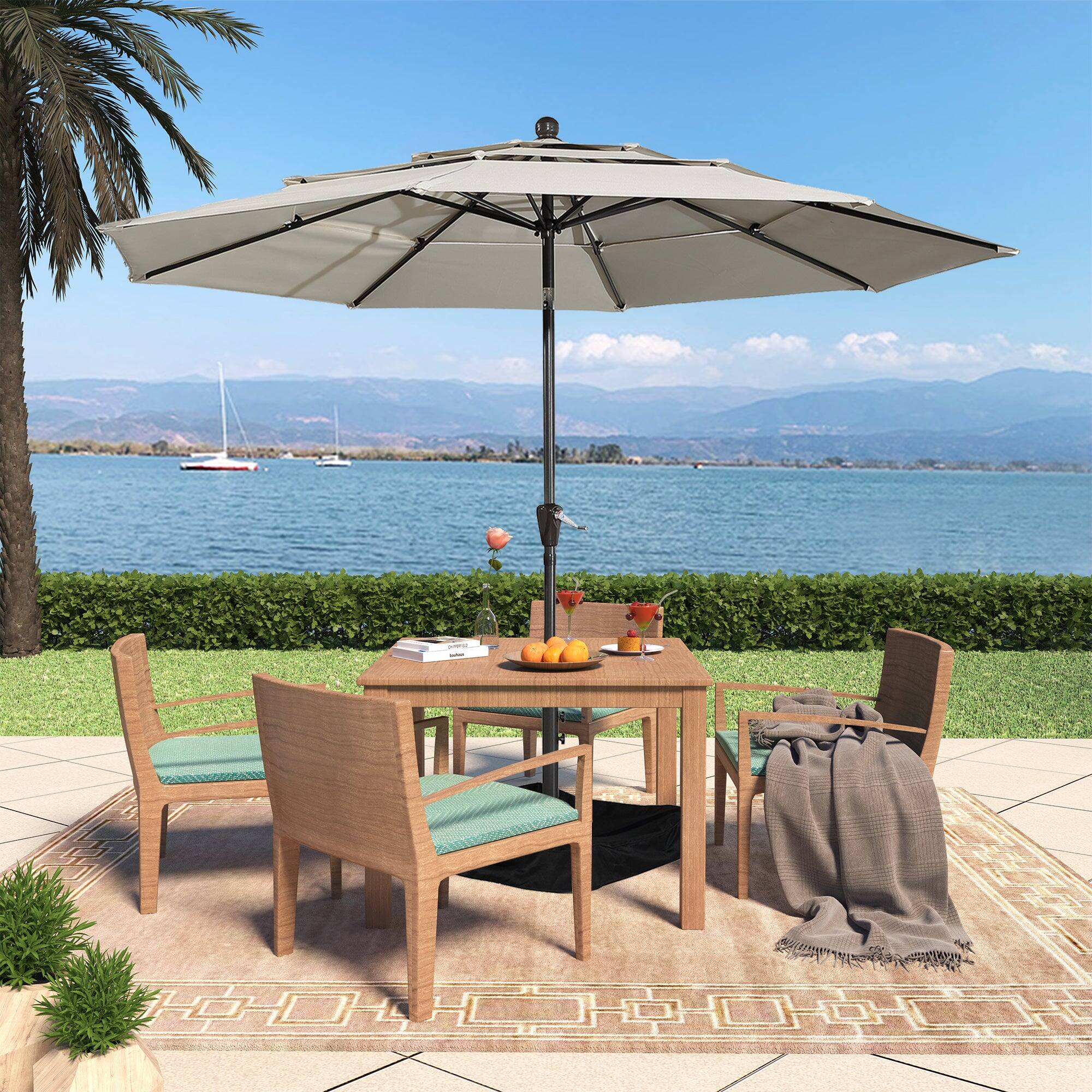 Alt View 1. Boyel Living - Aluminum Patio Market Umbrella Double or Triple Vent with Tilt - Beige.