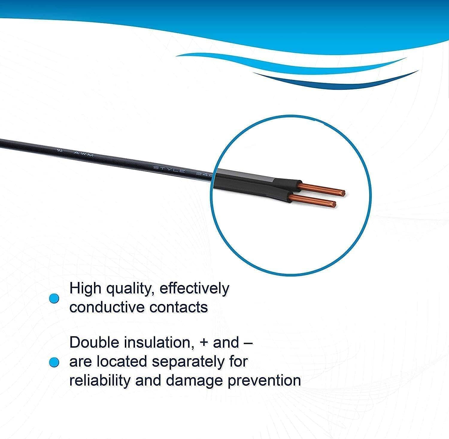 - High quality, effectively conductive contacts
- Double insulation, + and - are located separately for reliability and damage prevention