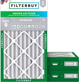 Filterbuy - 10x25x4 MERV 8 Dust & Allergy Defense, Electrostatic Pleated HVAC AC Furnace Air Filters Replacement (3-Pack) - Silver