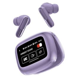 RCA - WAVE-45 TWS Bluetooth In-Ear Earbuds, Mics, On-Ear Controls, ANC, Charging Case, Touch Screen, 6 Hr Play Time - Purple