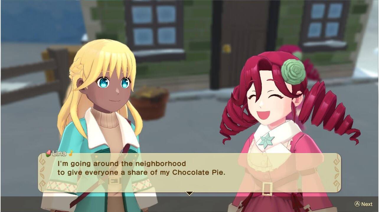 Lina: I'm going around the neighborhood to give everyone a share of my Chocolate Pie.