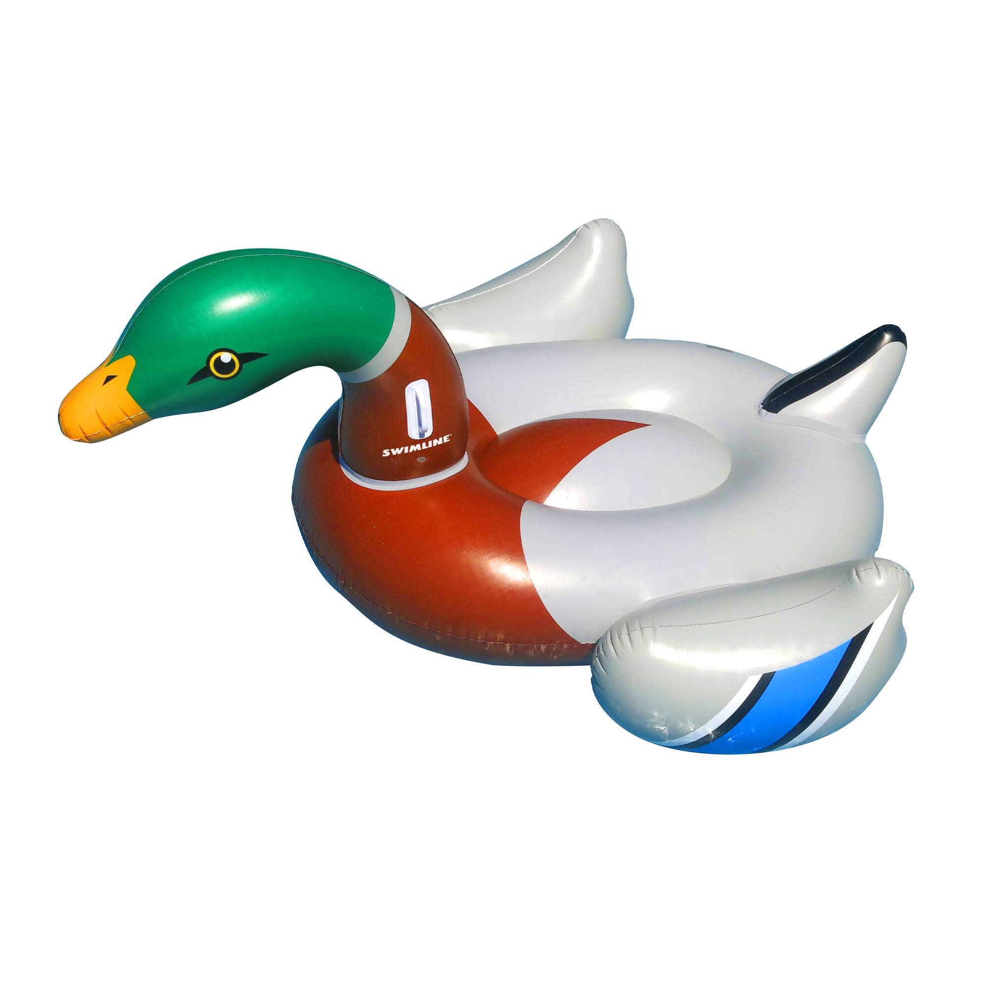 Front. Swim Central - 88" Inflatable Giant Mallard Decoy Duck Swimming Pool Float - White.