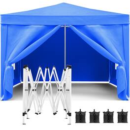 JUJABU - 10'x10' Outdoor Event Portable Tent Shelter UPF 50+ with 4 Removable Sidewalls and Carry Bag - Blue