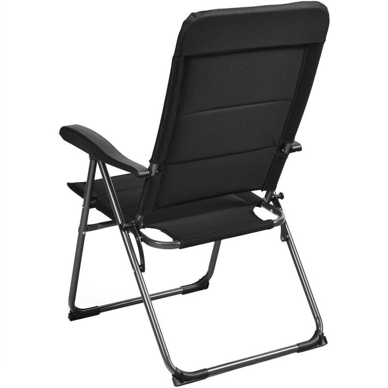 Alt View 1. Kadyn - Set of 4 Patio Folding Chairs with Adjustable Backrest, Outdoor Dining Chair for Outside Patio-Black - Black.