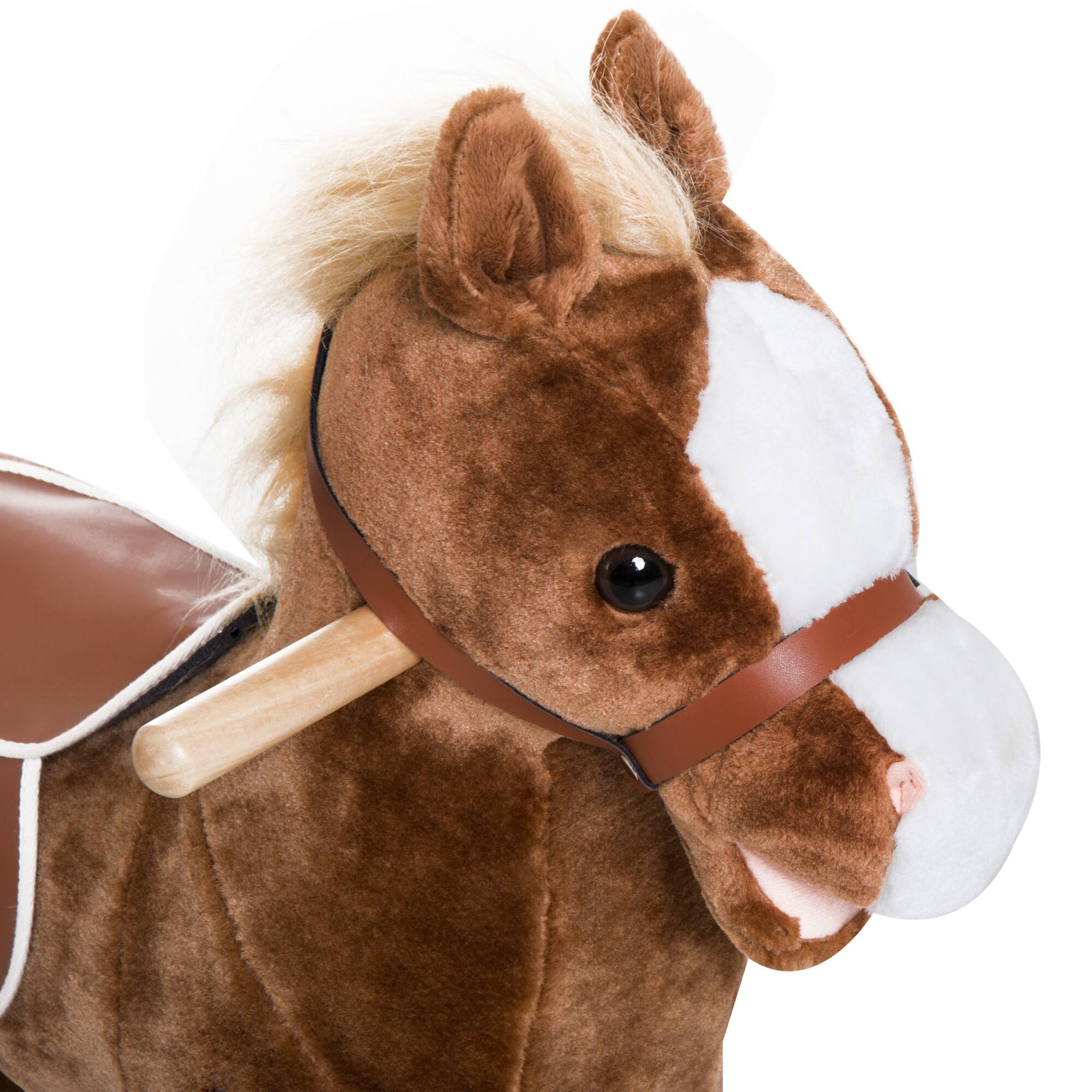 Alt View 1. Siljoy - Brown Kids Rocking Horse with Realistic Sounds, Plush Ride‑On Toy, for Toddlers Ages 3+, Developmental - Brown.