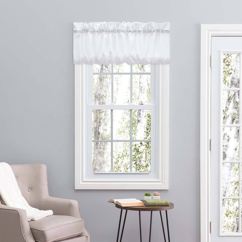 Angle. Ellis Curtain - Ellis Stacey 1.5" Rod Pocket High Quality Fabric Solid Color Window Balloon Valance 60"x15" White - White.