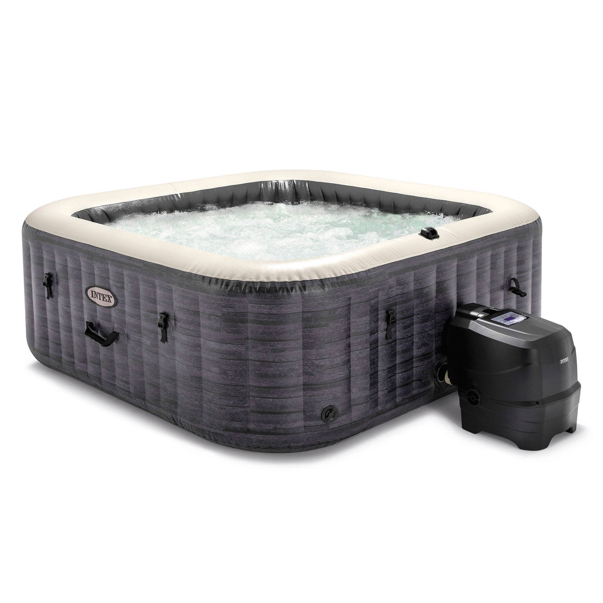 Alt View 4. Intex - Intex PureSpa Plus Greystone Inflatable Hot Tub, 94x28", with 4 Headrest Pillows - Gray.