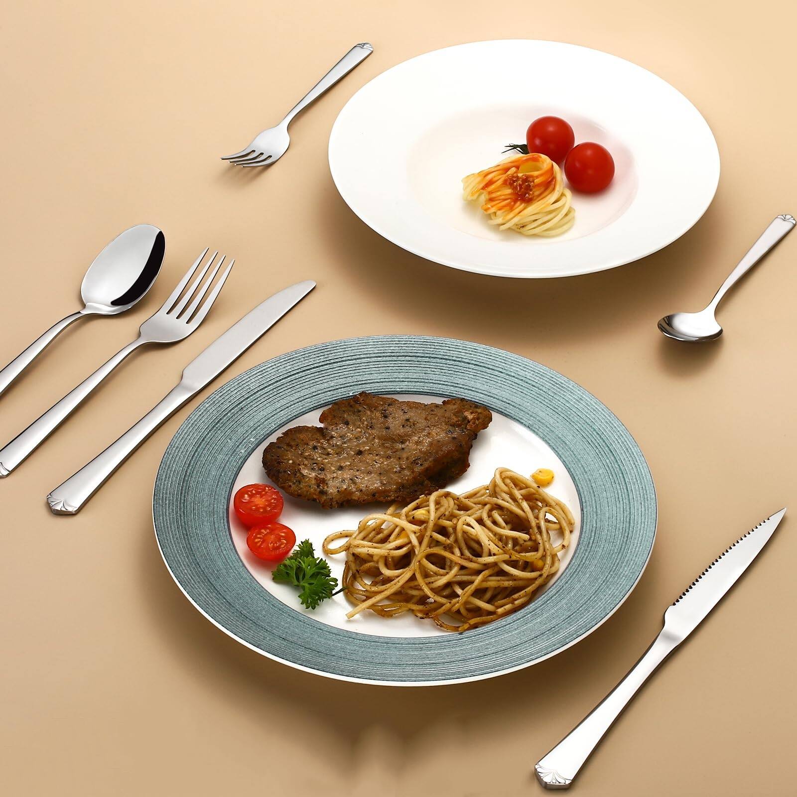 Back. Dazzed Corner - 72 Piece Silverware Set for 12,Stainless Steel Flatware Set - Silver.