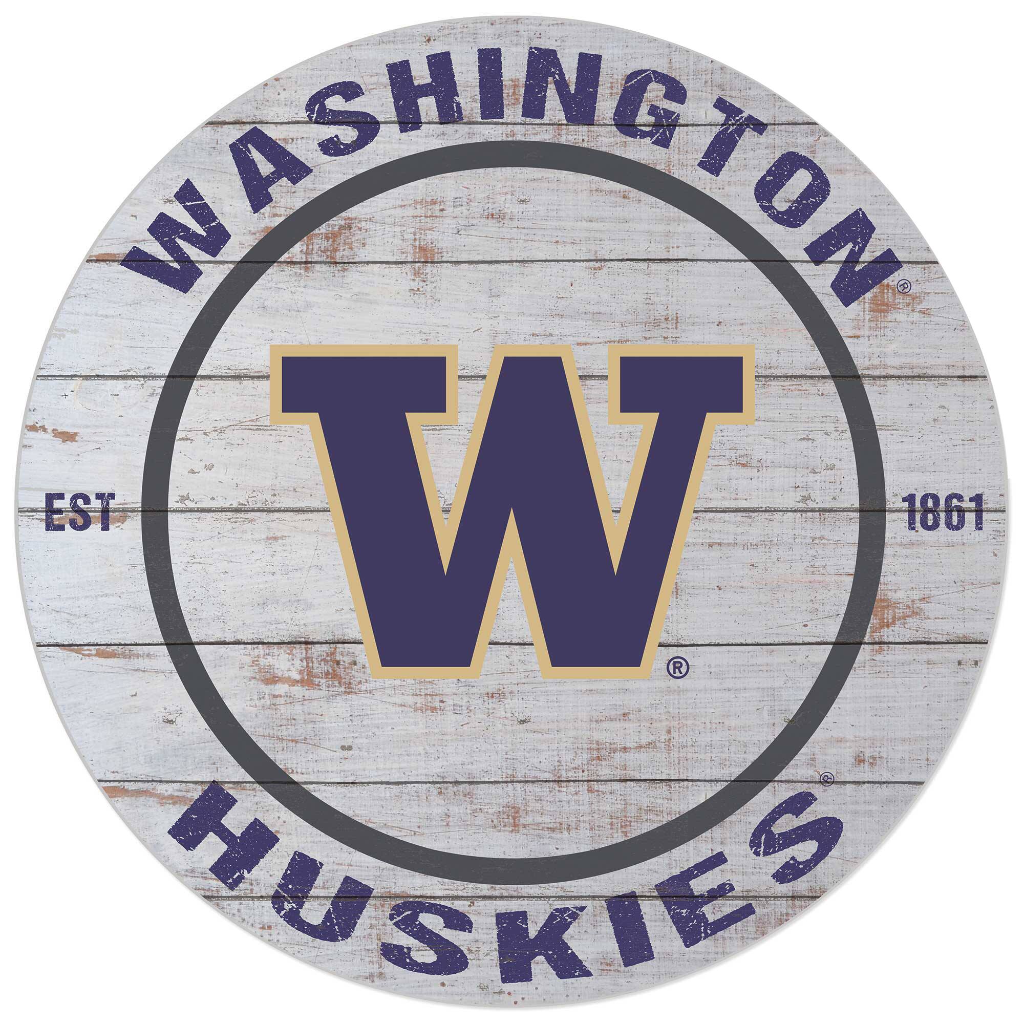 Washington Huskies 20'' x 20'' Indoor/Outdoor Weathered Circle Sign