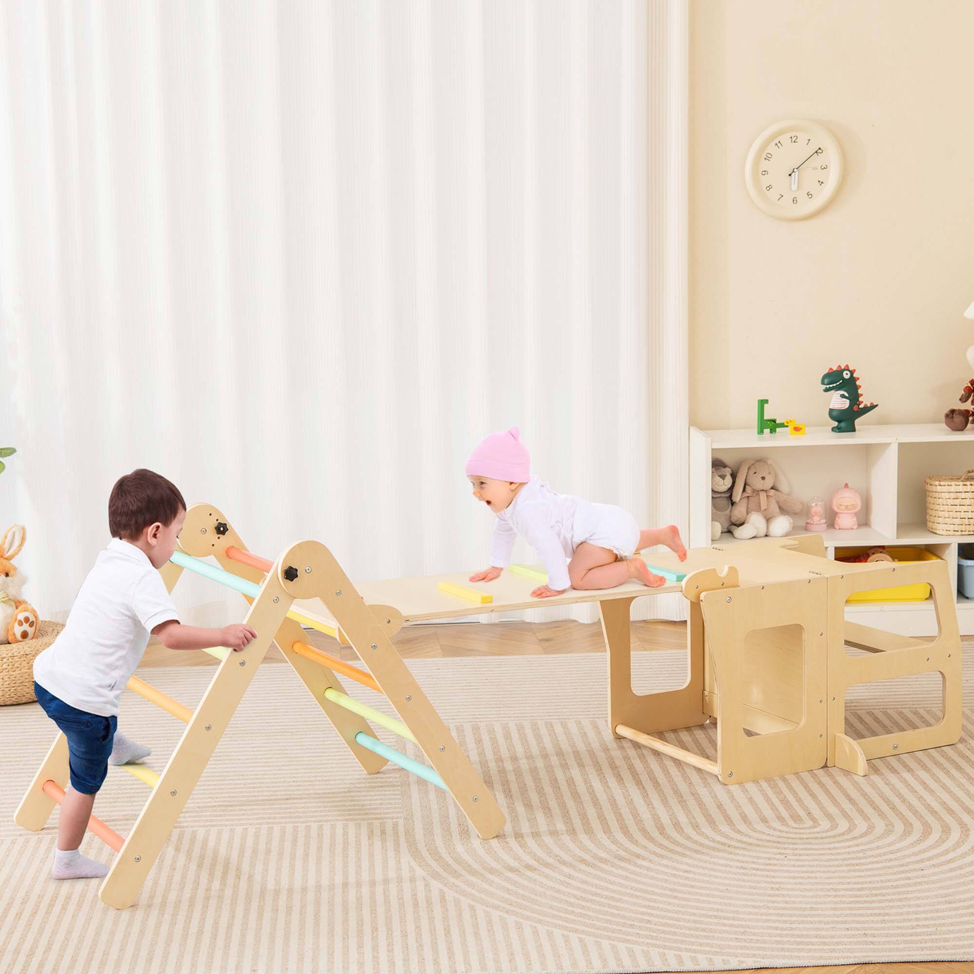 Alt View 4. Costway - Costway 7-in-1 Toddler Climbing Toy Set with Reversible Ramp Convertible Step Stool - Multicolor.