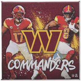Open Road Brands - Washington Commanders 12" x 12" Team Logo and Players Splash Canvas Wall Art - Multicolor