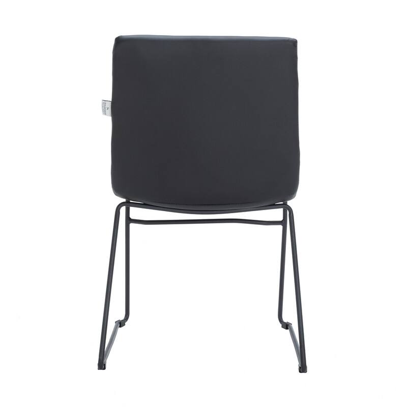 Alt View 6. LeisureMod - Zylar Office Guest Chair with PU Leather, Foam Cushion & Stainless Steel Base - Black.