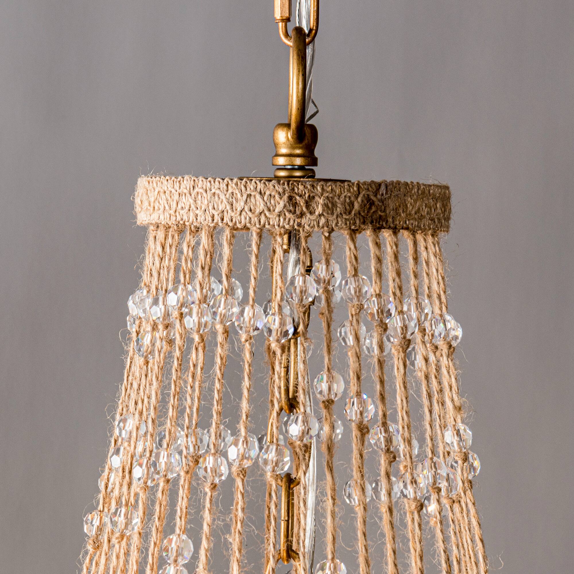 Alt View 2. Parrot Uncle - 16.5 in. 4-Light Antique Gold Crystal Rope Chandelier - Antique Gold.