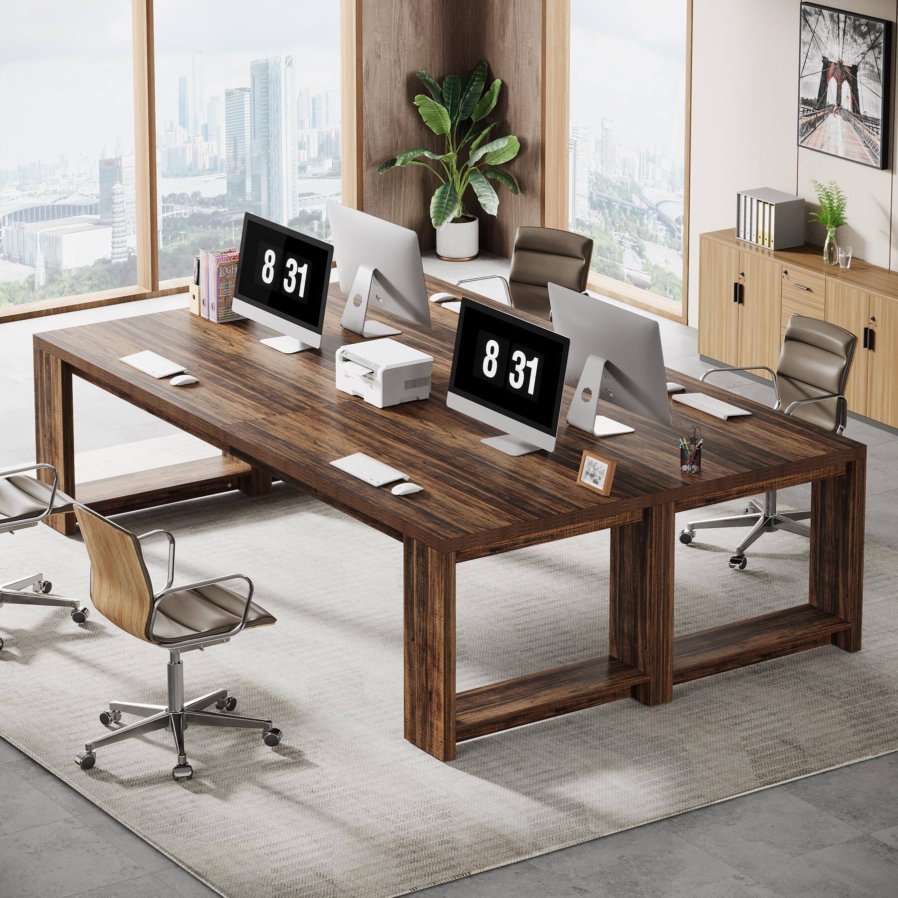 Tribesigns Two Person Desk, 86.6 Inch Extra Long Desk, Double Computer ...