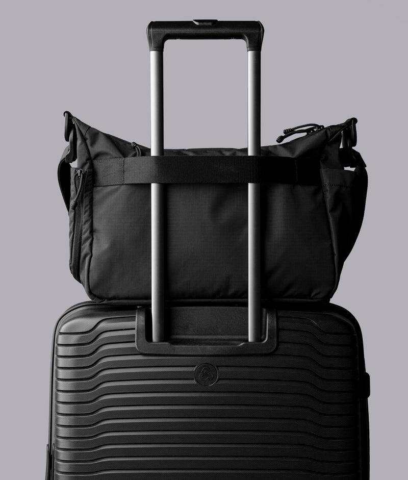 Back. ALPAKA - Laptop Messenger Satchel Bag 11L for Work & Travel, Fits 13" MacBook Air, Bottle Pockets, Luggage Pass-Through - Black Axoflux 210D.