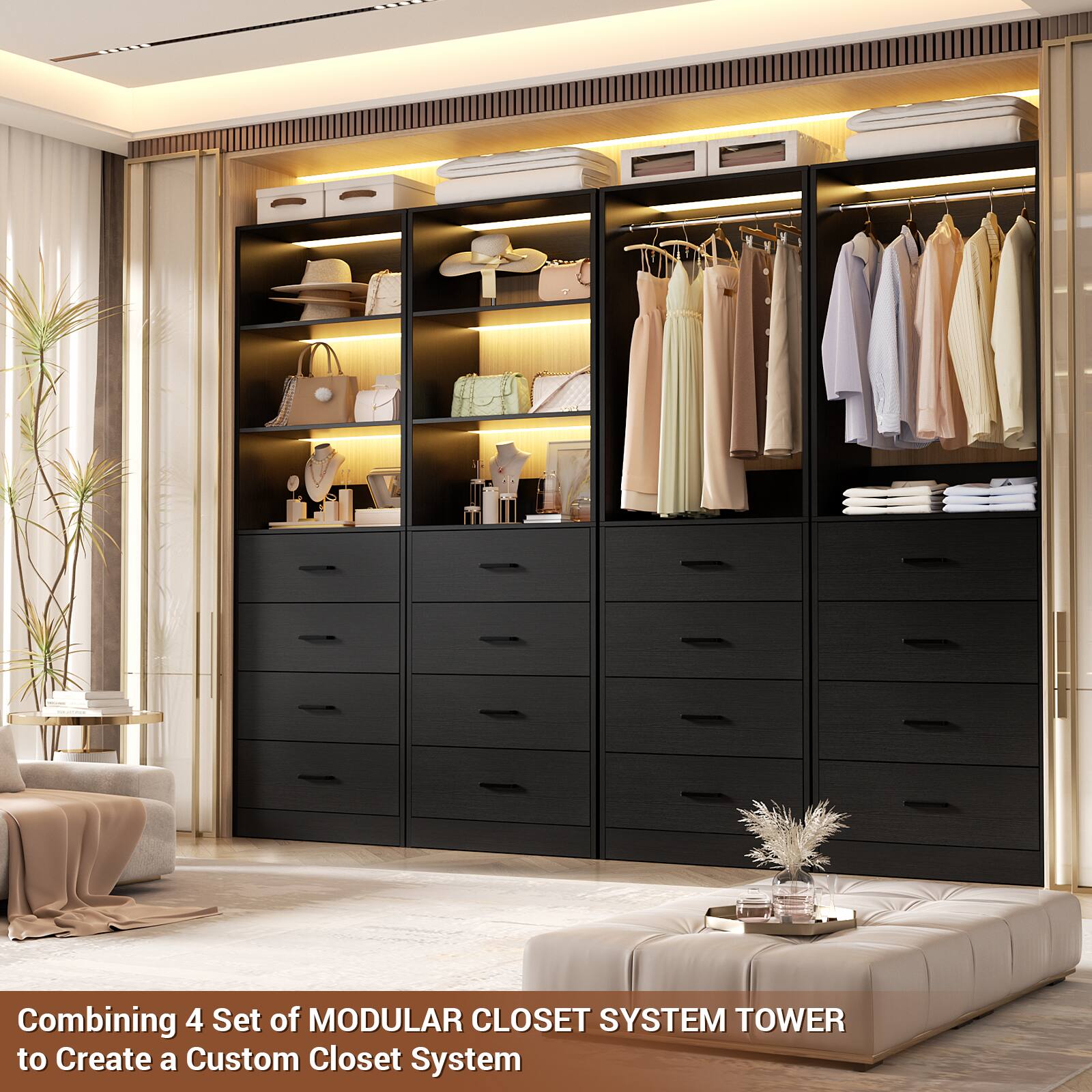 Combining 4 Set of MODULAR CLOSET SYSTEM TOWER to Create a Custom Closet System