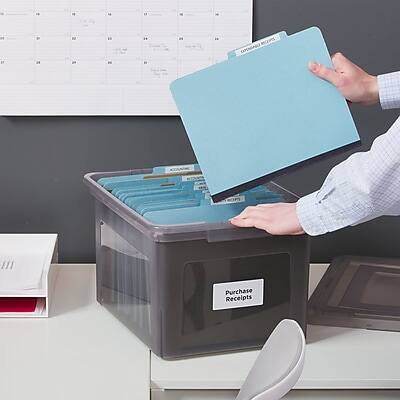 Staples File Box Plastic File Box Snap, Letter/Legal Size Frost Gray ...