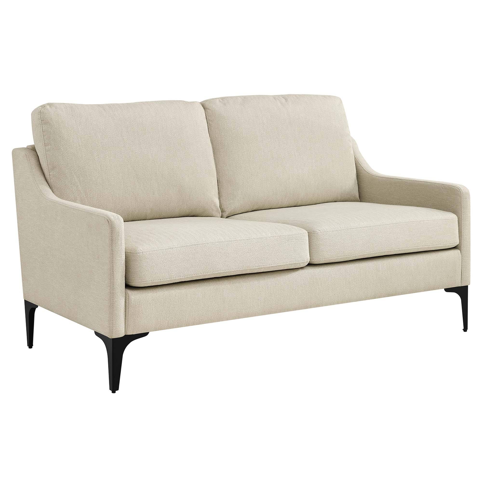 Angle. Modway - Corland Upholstered Fabric Loveseat by Modway - Beige.