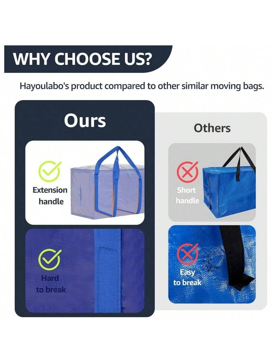 WHY CHOOSE US?

Hayoulabo's product compared to other similar moving bags.

Ours

- Extension handle
- Hard to break

Others

- Short handle
- Easy to break