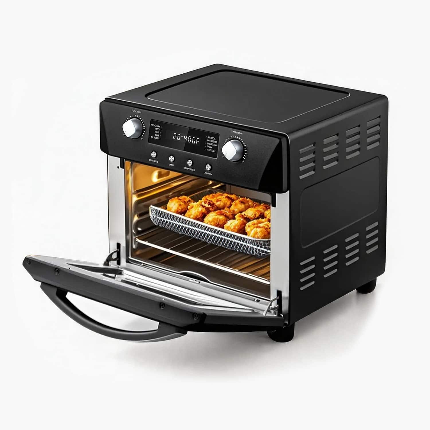 Cusimax - 10 In 1 24QT Combo Air Fryer Oven Countertop Toaster Rotisserie Dehydrator Simply Knob LED Screen For Daily Use - Black