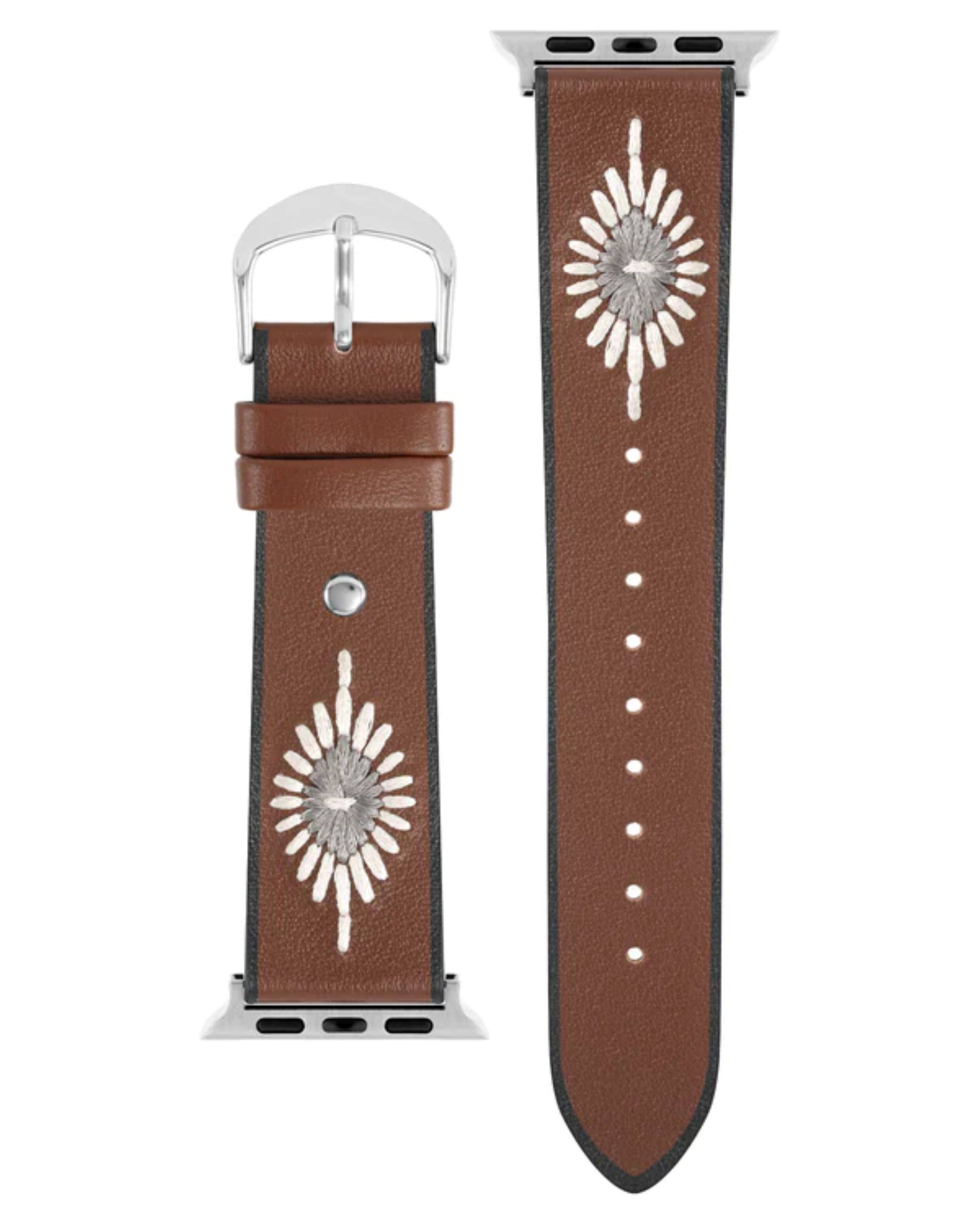 Alt View 4. Wrangler - Genuine Leather Strap with WCS Lug and Buckle – Compatible with 38/40/41mm and 40/44mm Apple Watch - Brown.