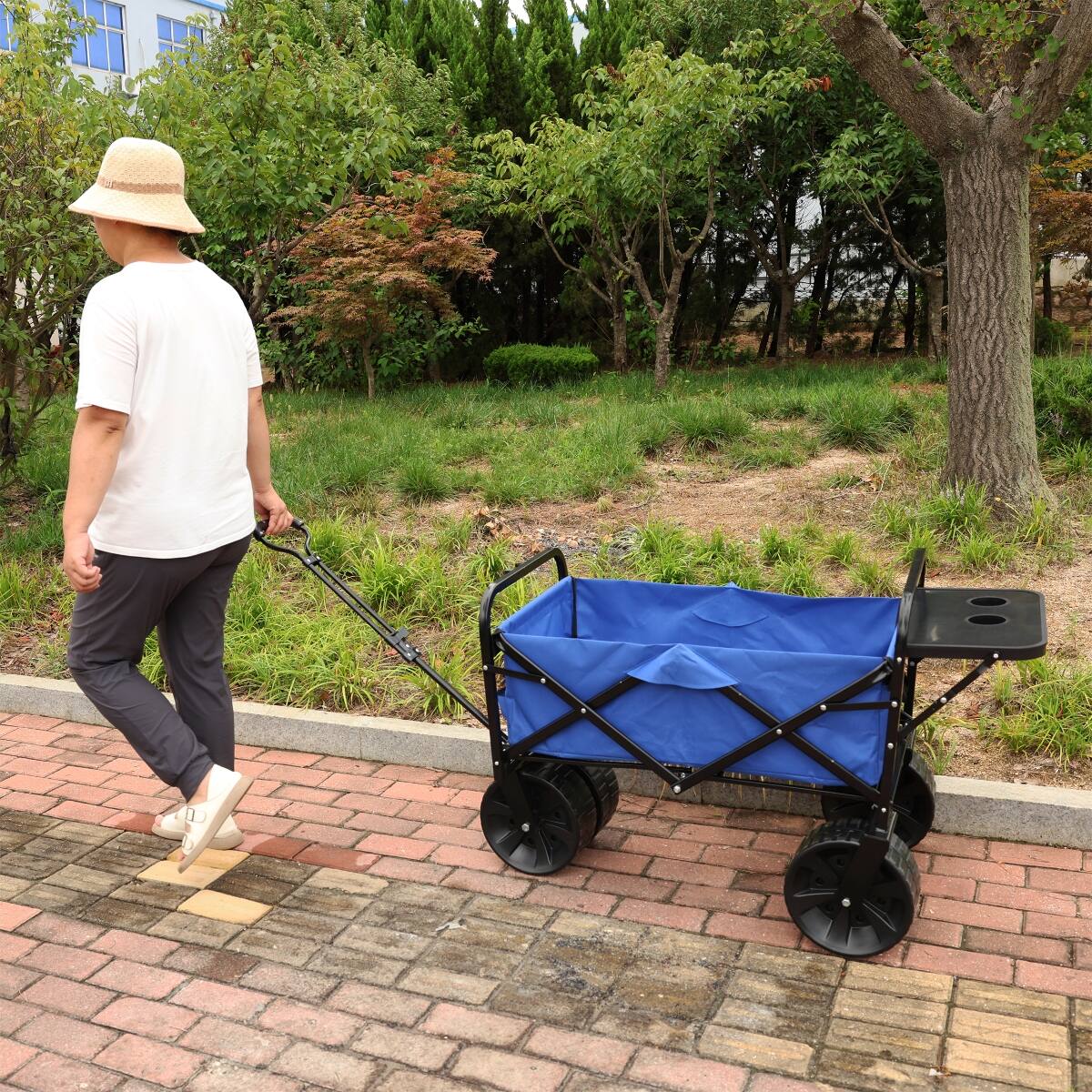 Alt View 8. Loheer - Loheer Folding Garden Wagon, Blue Collapsible Steel Utility Cart with 150 lb Capacity.