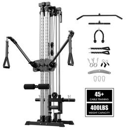 Mikolo - Cable Crossover Machine, Lat Pull Down Machine, Wall Mounted Pulley Tower functional trainer with Adjustable 26 Position - Black